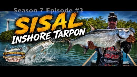 Randy Bowser holding a large inshore tarpon caught while fishing in Sisal, Yucatán